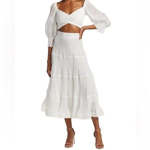 NWT! Zimmermann 
Pleated Midi Skirt 
Pearl, Size: 00